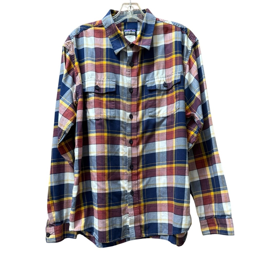 Patagonia Organic Cotton Plaid Long Sleeve Button Up Shirt Men's M